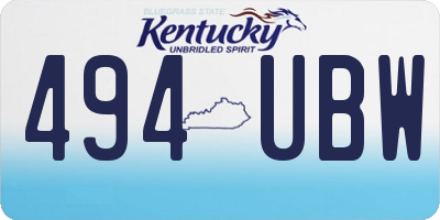 KY license plate 494UBW