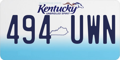 KY license plate 494UWN