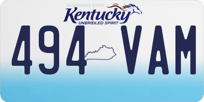 KY license plate 494VAM