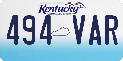 KY license plate 494VAR