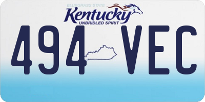 KY license plate 494VEC