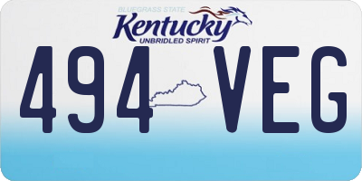 KY license plate 494VEG