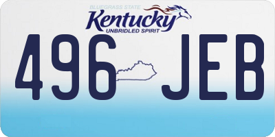 KY license plate 496JEB