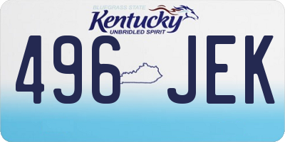 KY license plate 496JEK