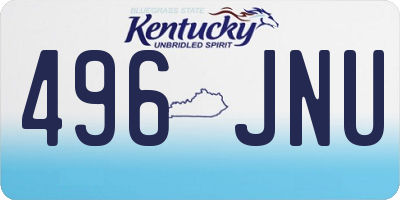 KY license plate 496JNU