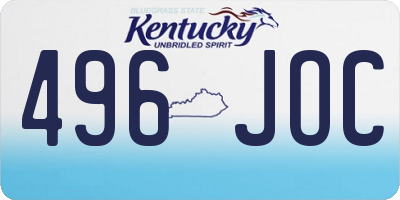 KY license plate 496JOC