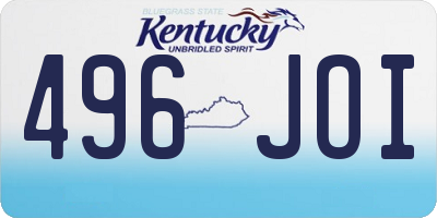 KY license plate 496JOI