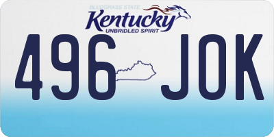 KY license plate 496JOK