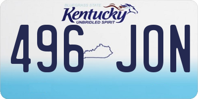 KY license plate 496JON