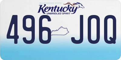 KY license plate 496JOQ