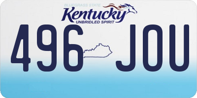 KY license plate 496JOU