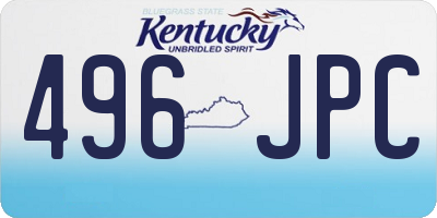 KY license plate 496JPC
