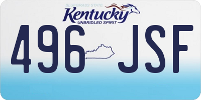 KY license plate 496JSF