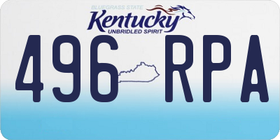 KY license plate 496RPA