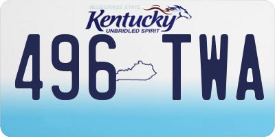 KY license plate 496TWA