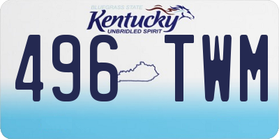 KY license plate 496TWM