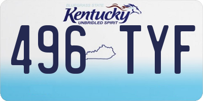 KY license plate 496TYF