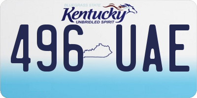 KY license plate 496UAE