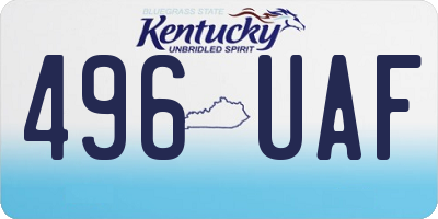 KY license plate 496UAF