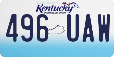 KY license plate 496UAW
