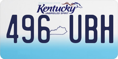 KY license plate 496UBH