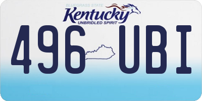 KY license plate 496UBI