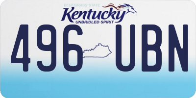 KY license plate 496UBN