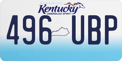 KY license plate 496UBP