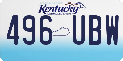 KY license plate 496UBW