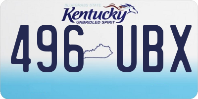 KY license plate 496UBX