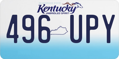 KY license plate 496UPY