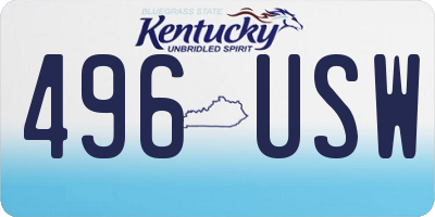 KY license plate 496USW