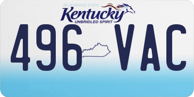 KY license plate 496VAC