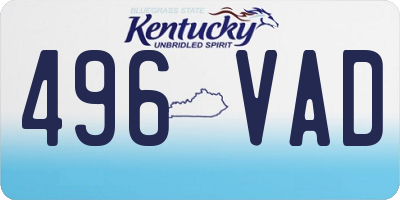 KY license plate 496VAD