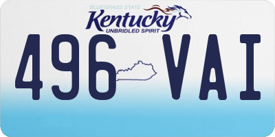 KY license plate 496VAI