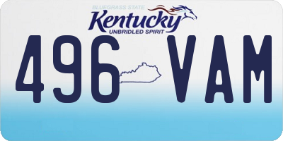 KY license plate 496VAM