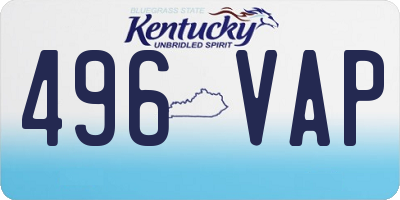 KY license plate 496VAP