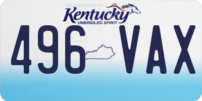 KY license plate 496VAX