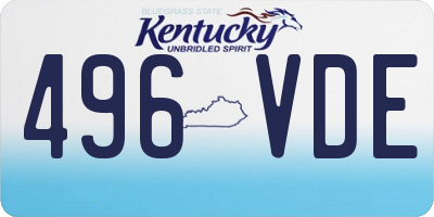 KY license plate 496VDE