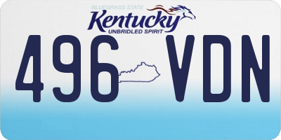 KY license plate 496VDN