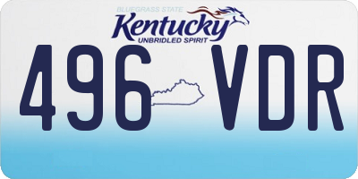 KY license plate 496VDR