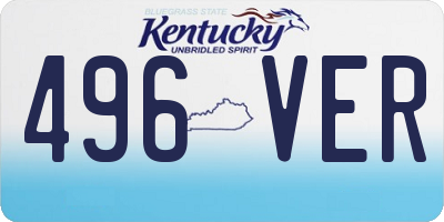 KY license plate 496VER