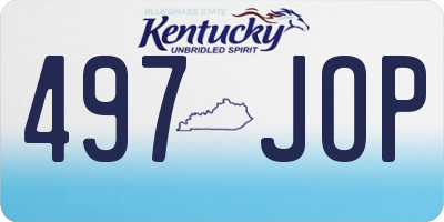KY license plate 497JOP