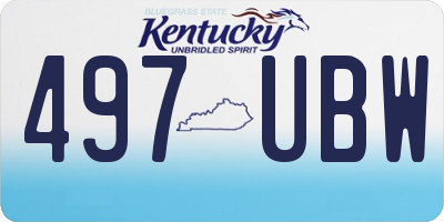 KY license plate 497UBW