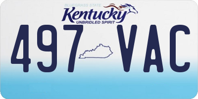 KY license plate 497VAC