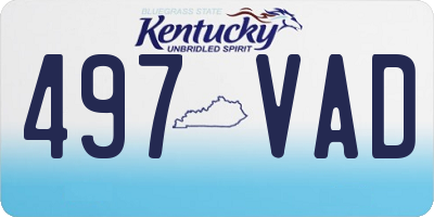 KY license plate 497VAD