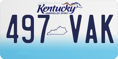 KY license plate 497VAK