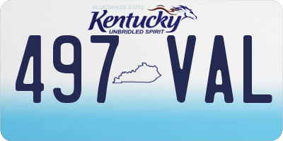 KY license plate 497VAL