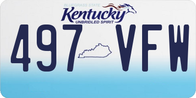 KY license plate 497VFW