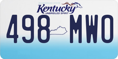 KY license plate 498MWO